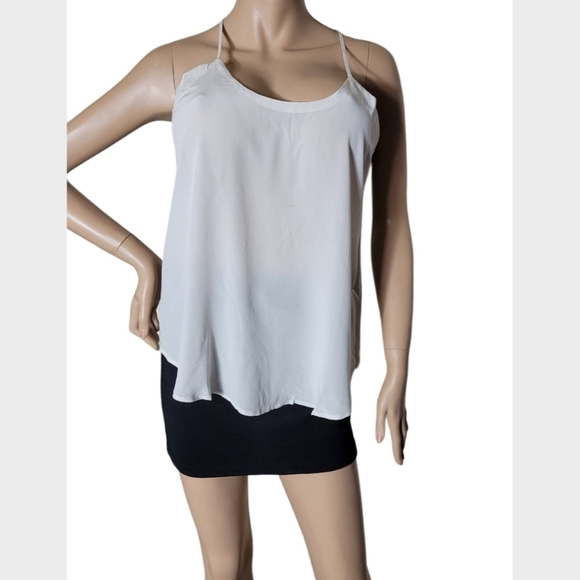 CHASER White Silk Semi Sheer Strappy Back Cami Tank Top Size Medium - Picture 3 of 10